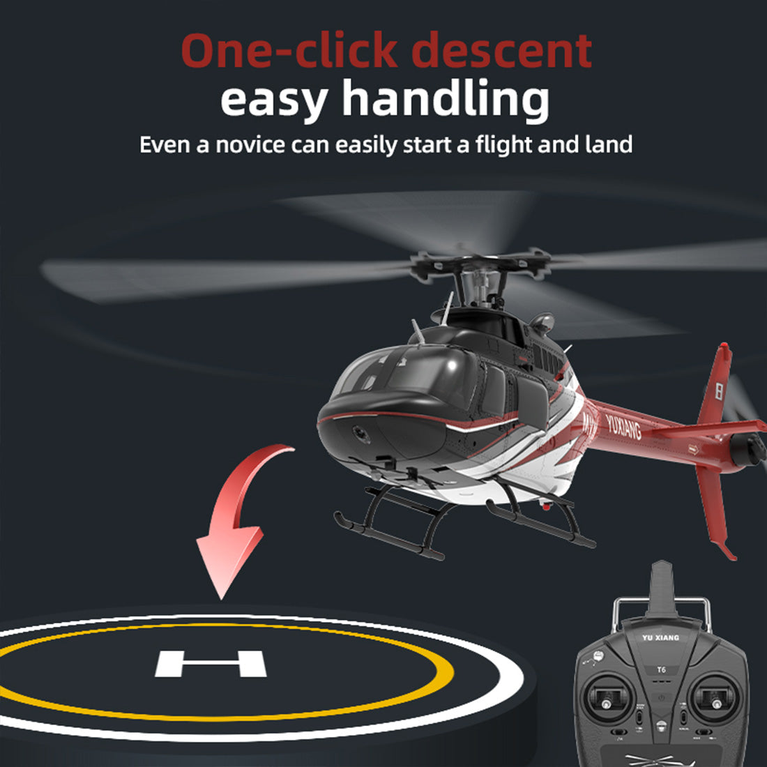 YU XIANG F08 Bell 206 Brushless Beginner Helicopter 2.4G 6CH Flybarless RC Helicopter Model RTF - stirlingkit