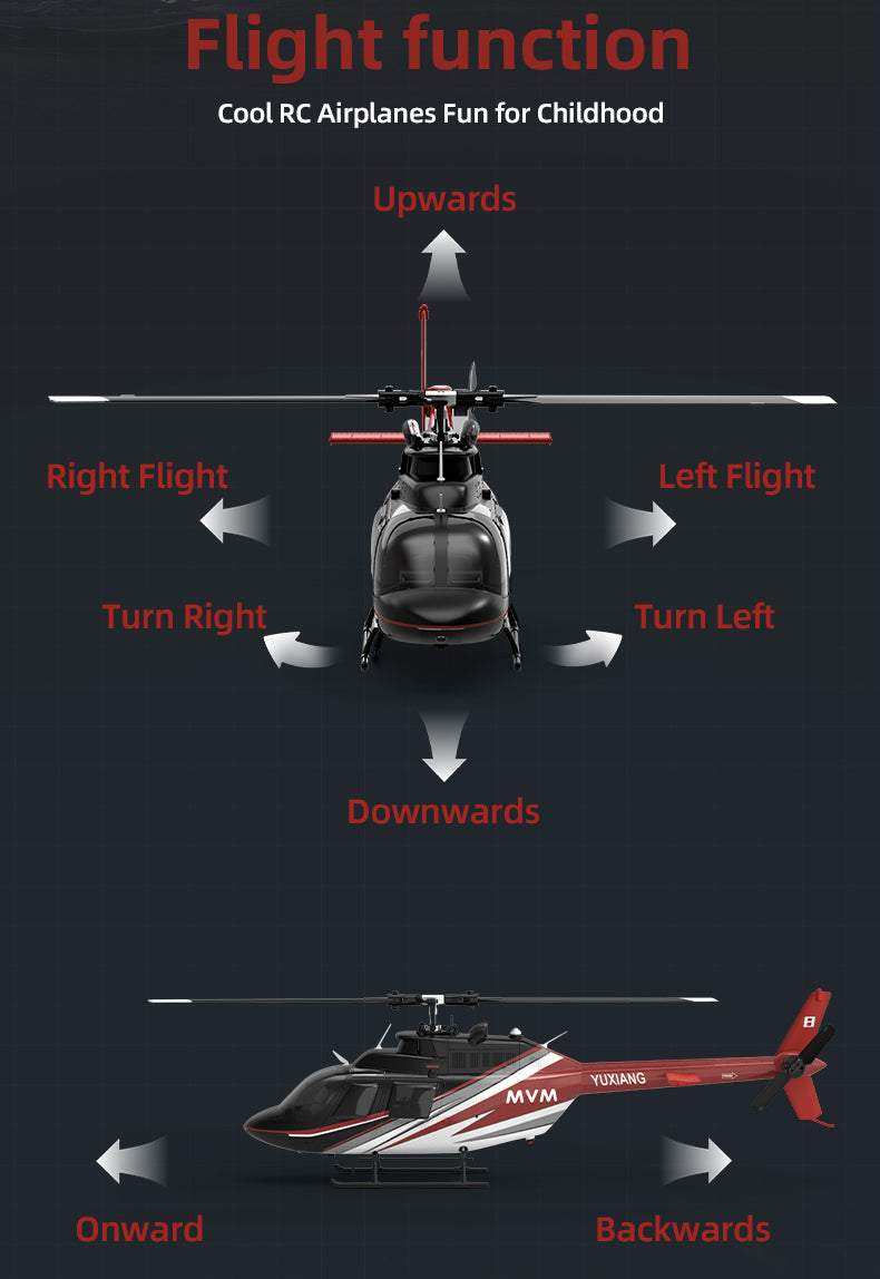 YU XIANG F08 Bell 206 Brushless Beginner Helicopter 2.4G 6CH Flybarless RC Helicopter Model RTF - stirlingkit