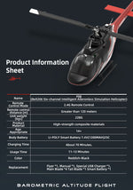 YU XIANG F08 Bell 206 Brushless Beginner Helicopter 2.4G 6CH Flybarless RC Helicopter Model RTF - stirlingkit