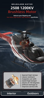 YU XIANG F08 Bell 206 Brushless Beginner Helicopter 2.4G 6CH Flybarless RC Helicopter Model RTF - stirlingkit