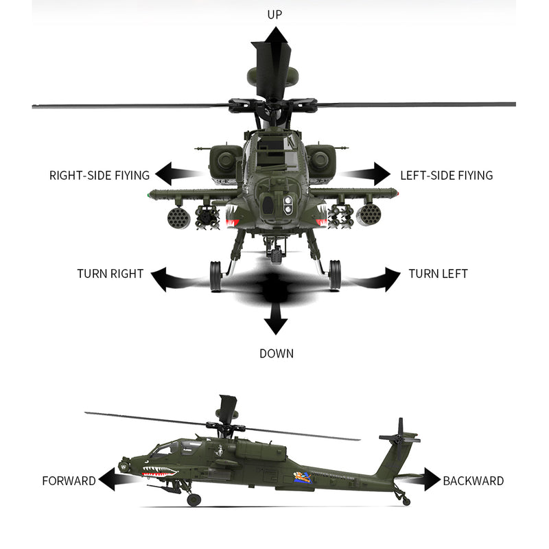 YU XIANG F11 AH-64 Apache RC Helicopter Model 1/32 Scale 2.4G 6CH - stirlingkit