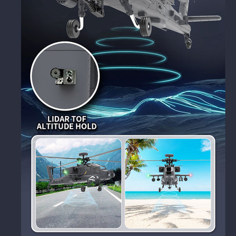 YU XIANG F11-S AH64 Apache RC Helicopter 1/32 2.4G 6CH RTF GPS Smart Version - stirlingkit