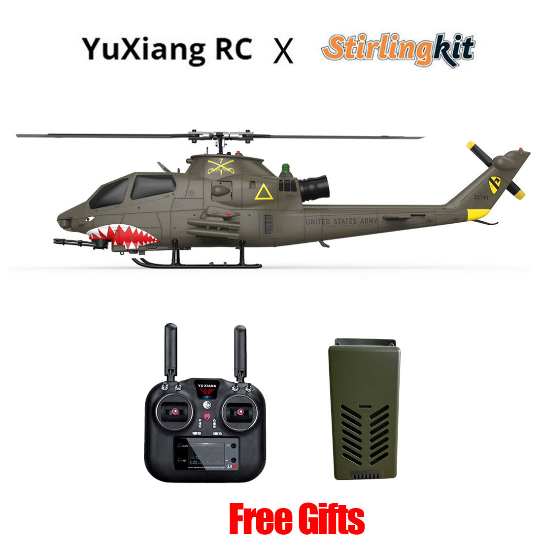 YU XIANG F112S AH-1 Cobra Attack RC Helicopter 2.4G 9CH 200 Class Military Airplane RTF - stirlingkit