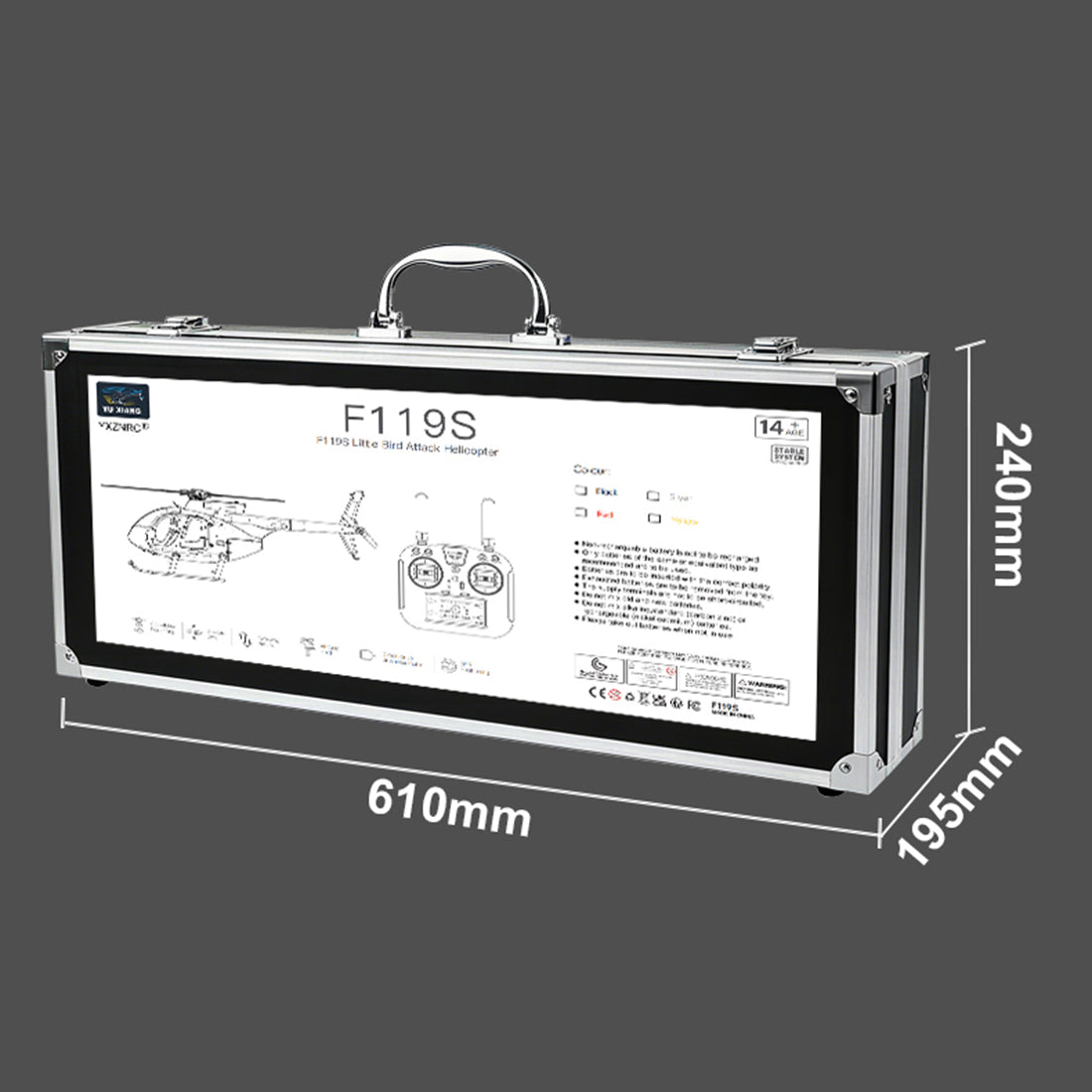 YU XIANG F119S MD500 MH-6 Little Bird Military GPS RC Helicopter Model RTF 1/16 Scale 250-Class 2.4G 9CH 6G/3D & Openable Cockpit