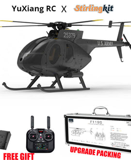 YU XIANG F119S MD500 MH-6 Little Bird Military GPS RC Helicopter Model RTF 1/16 Scale 250-Class 2.4G 9CH 6G/3D & Openable Cockpit