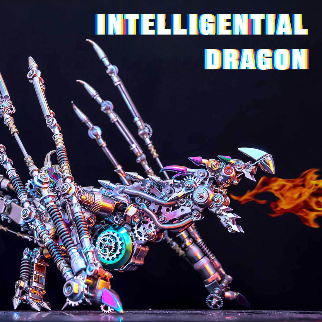 Punk Style Dragon Model with Skeleton Wings 3D DIY Metal Model Kits 1390+PCS - stirlingkit