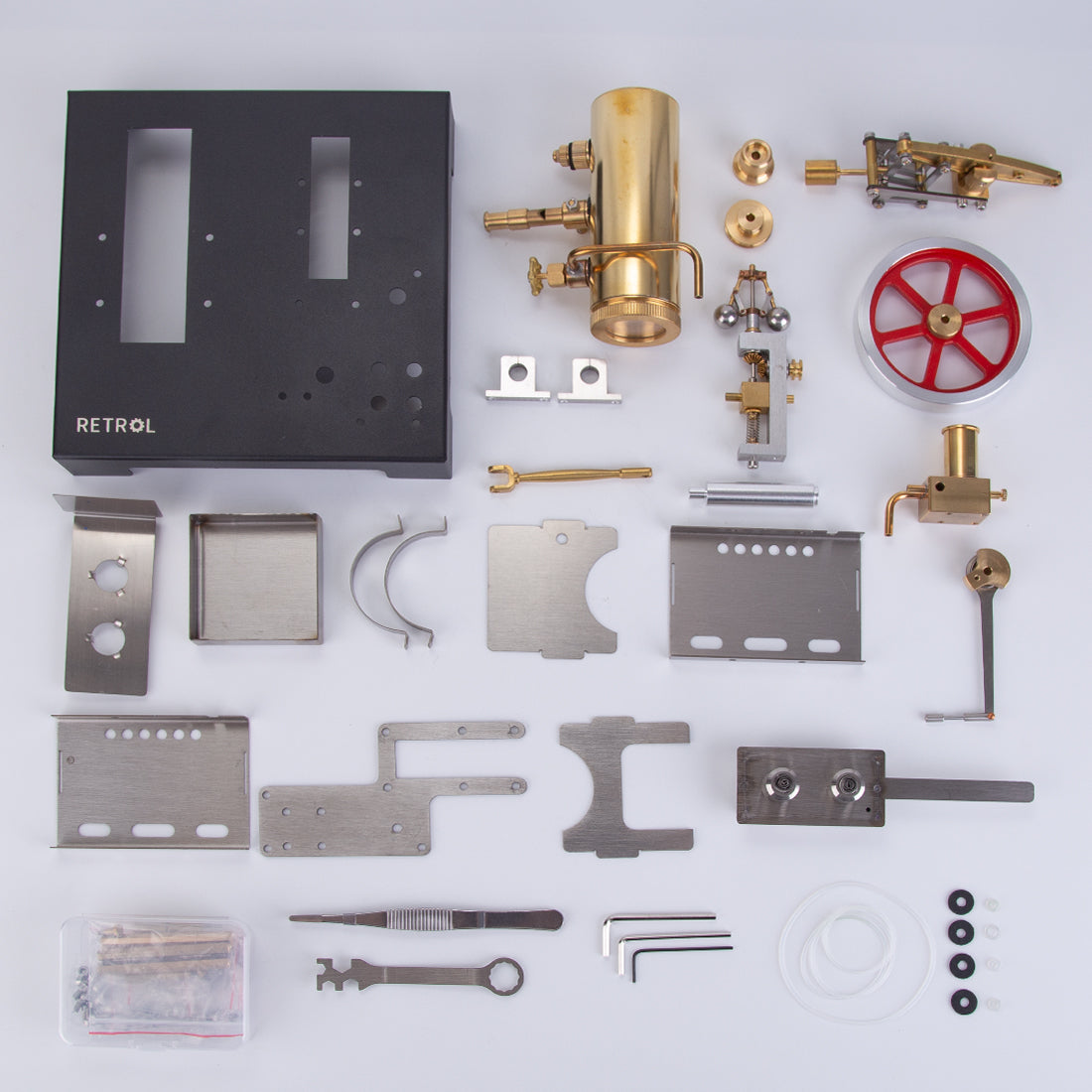 Steam Engine Block Assembly RETROL DIY Steam Beam Engine Model with Boiler & Centrifugal Flyball ...