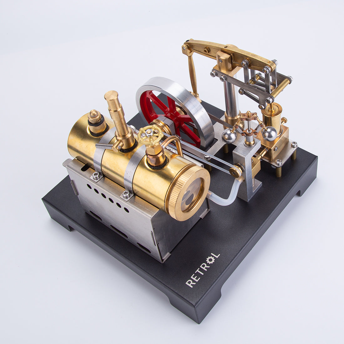 RETROL DIY Steam Beam Engine Model with Boiler & Centrifugal Flyball Governor Model Assembly Kit - stirlingkit