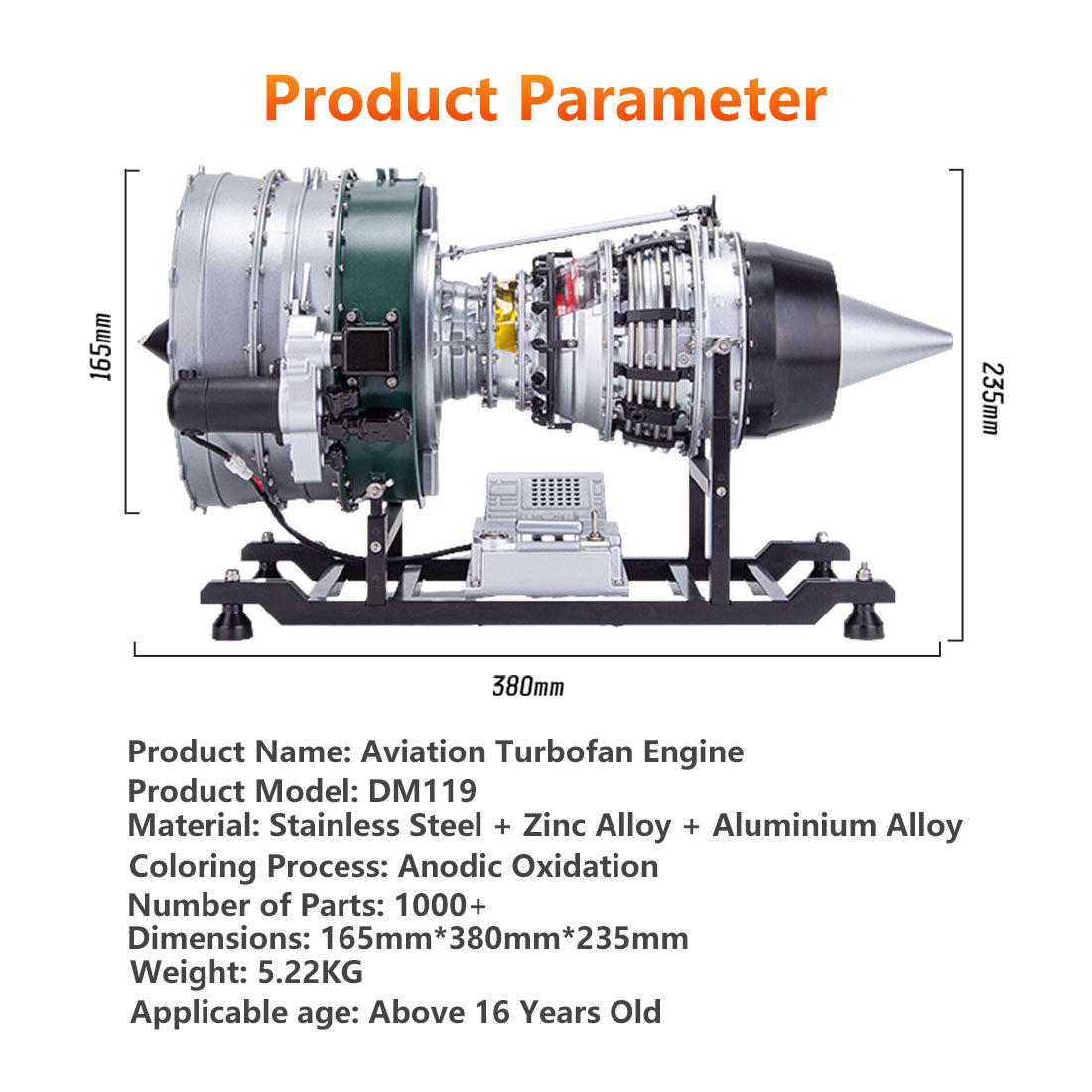 TECHING DIY Twin-spool Turbofan Engine Kits Assembly 1/10 Electric ...