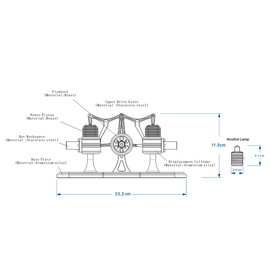 Twin Walking Beam Stirling Engine Model Kits Twin-Cylinder - stirlingkit