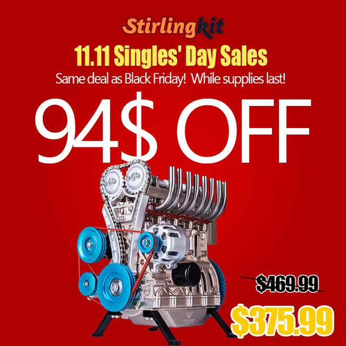 Teching Inline Four-Cylinder Stirling Engine kit That Works Aluminum Alloy Model Collection - stirlingkit