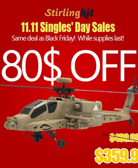 WOLFBUSH & YU XIANG F11-N AH64 RC Apache Attack Helicopter 6G/3D with Optical Flow Altitude 1/32 Hold RTF