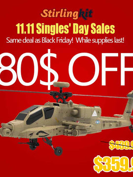 WOLFBUSH & YU XIANG F11-N AH64 RC Apache Attack Helicopter 6G/3D with Optical Flow Altitude 1/32 Hold RTF