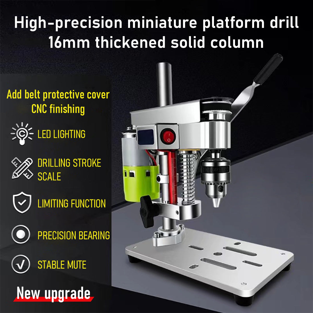 Mini Drill Press Benchtop Drill Press with B10 Chuck for Engine Model Making - stirlingkit