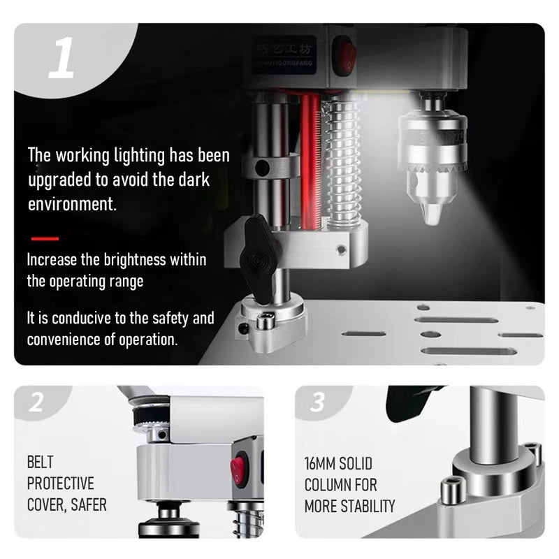 Mini Drill Press Benchtop Drill Press with B10 Chuck for Engine Model Making - stirlingkit