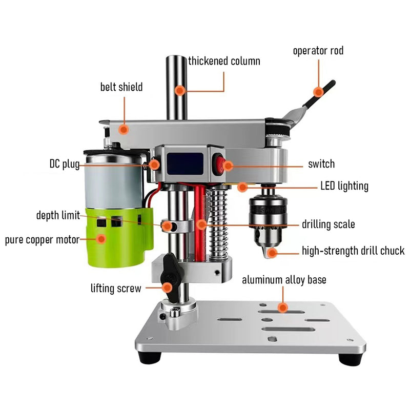 Mini Drill Press Benchtop Drill Press with B10 Chuck for Engine Model Making - stirlingkit