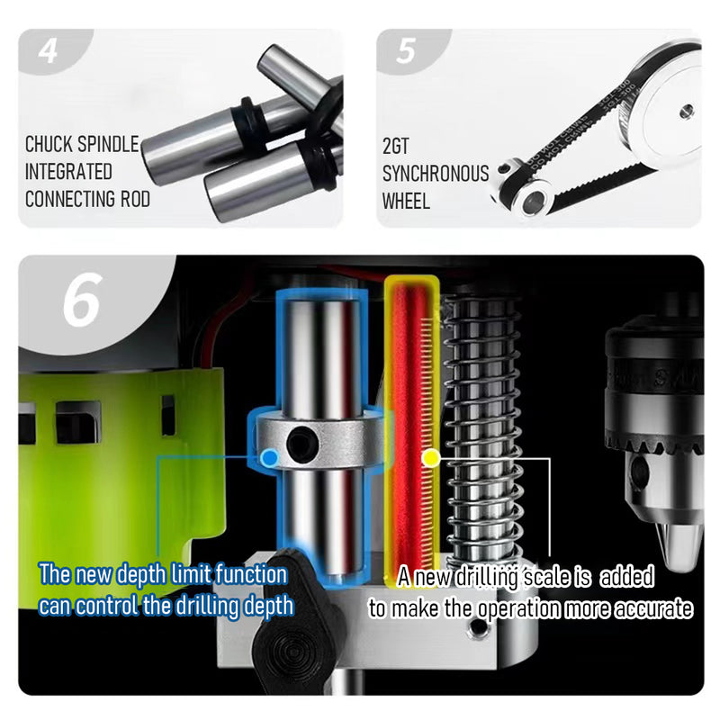 Mini Drill Press Benchtop Drill Press with B10 Chuck for Engine Model Making - stirlingkit