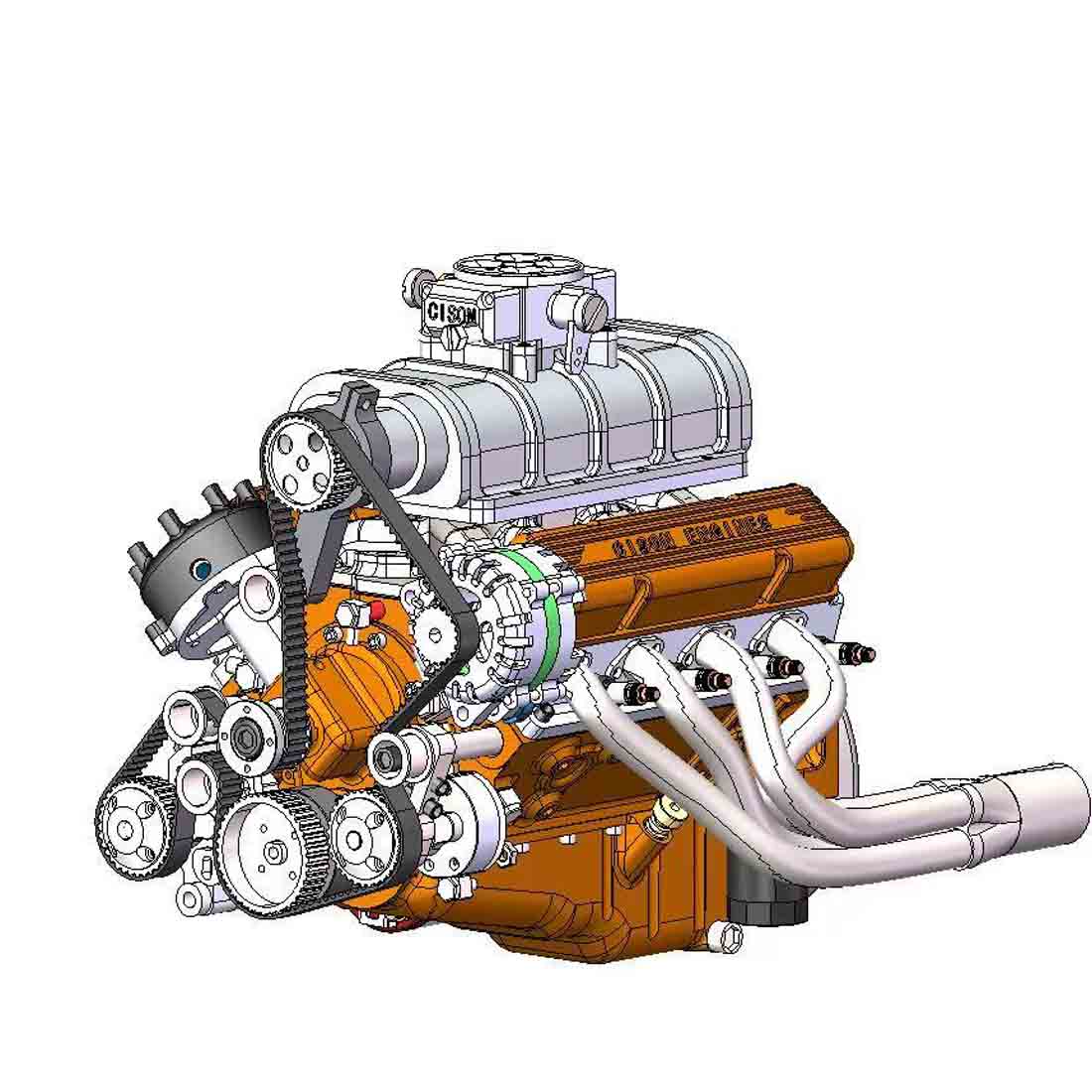Supercharger for Cison V8 Pro V8 Engine Model - stirlingkit
