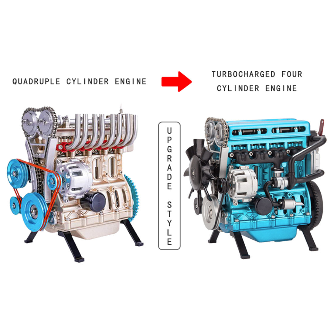 TECHING Build Your Own 4 Cylinder Engine Kits for Adults with Turbocharger DM111 Upgrade - stirlingkit