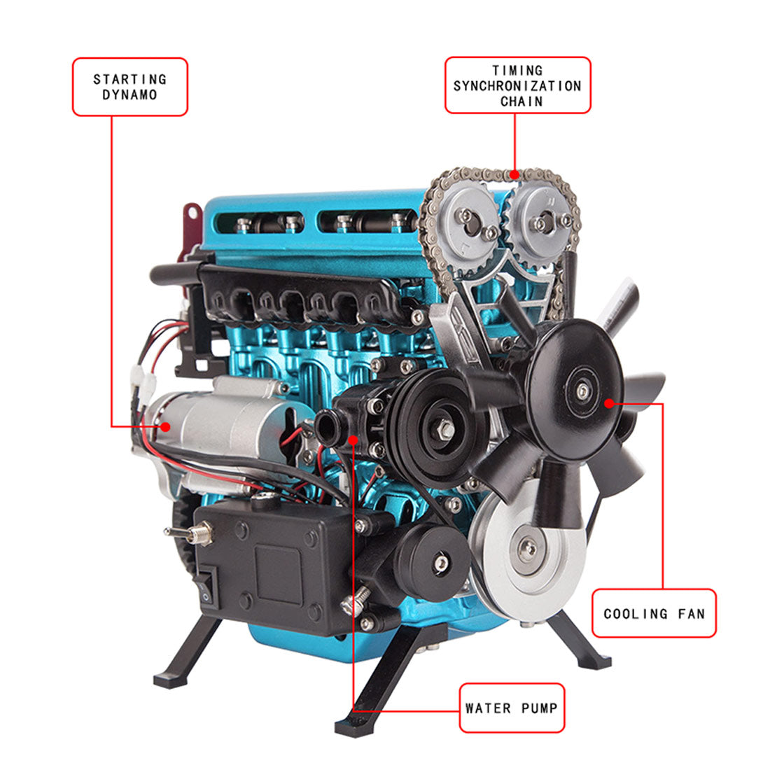 TECHING Build Your Own 4 Cylinder Engine Kits for Adults with Turbocharger DM111 Upgrade - stirlingkit