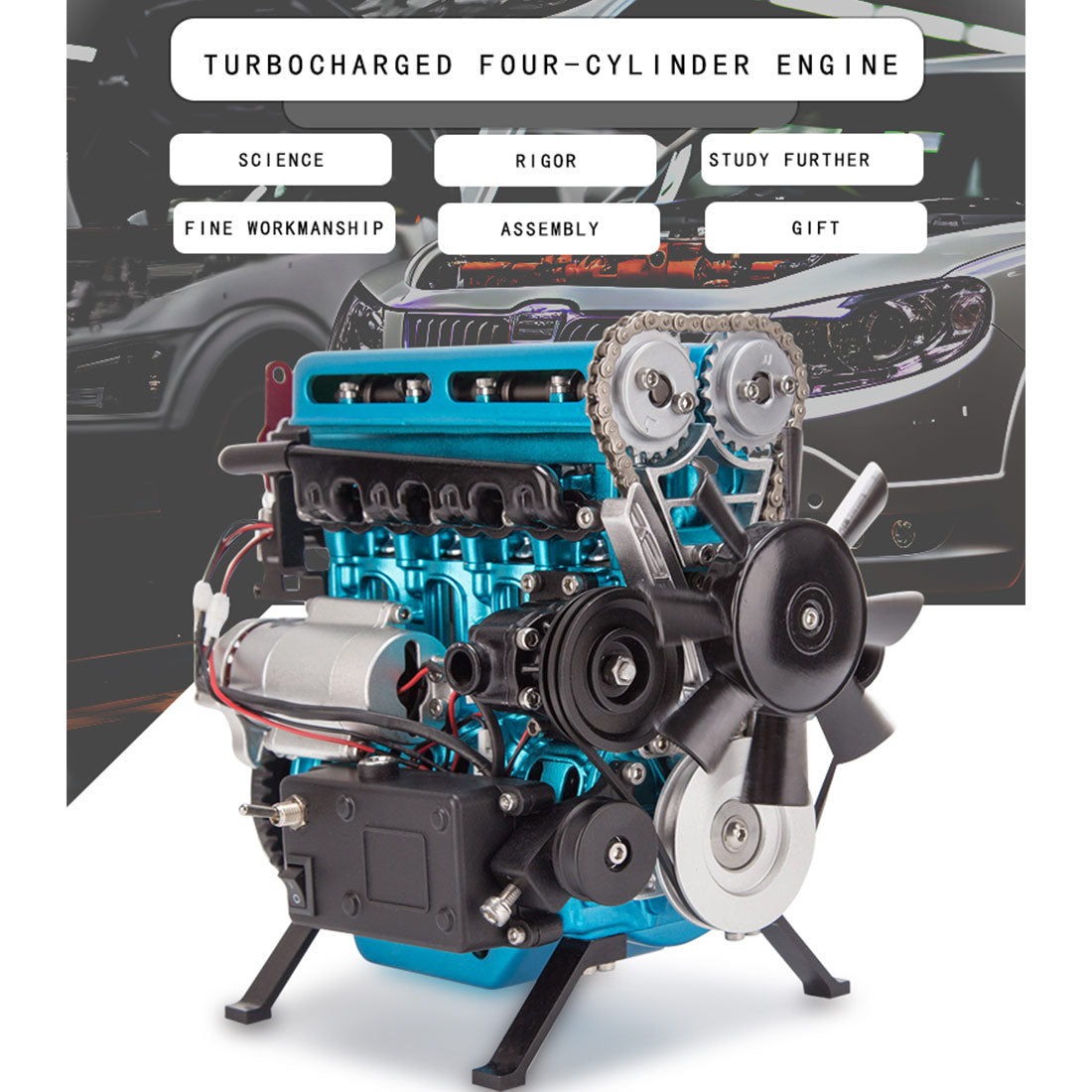TECHING Build Your Own 4 Cylinder Engine Kits for Adults with Turbocharger DM111 Upgrade - stirlingkit