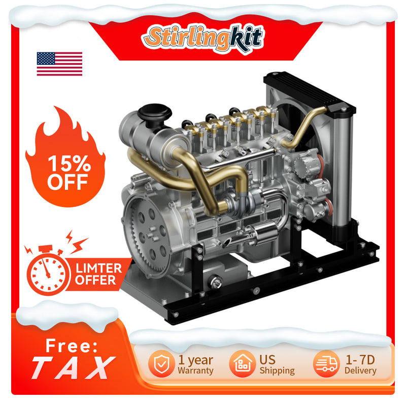 TECHING Workable Mini Diesel Engine Metal Model Kits DIY OHV 4-cylinder Engine - stirlingkit
