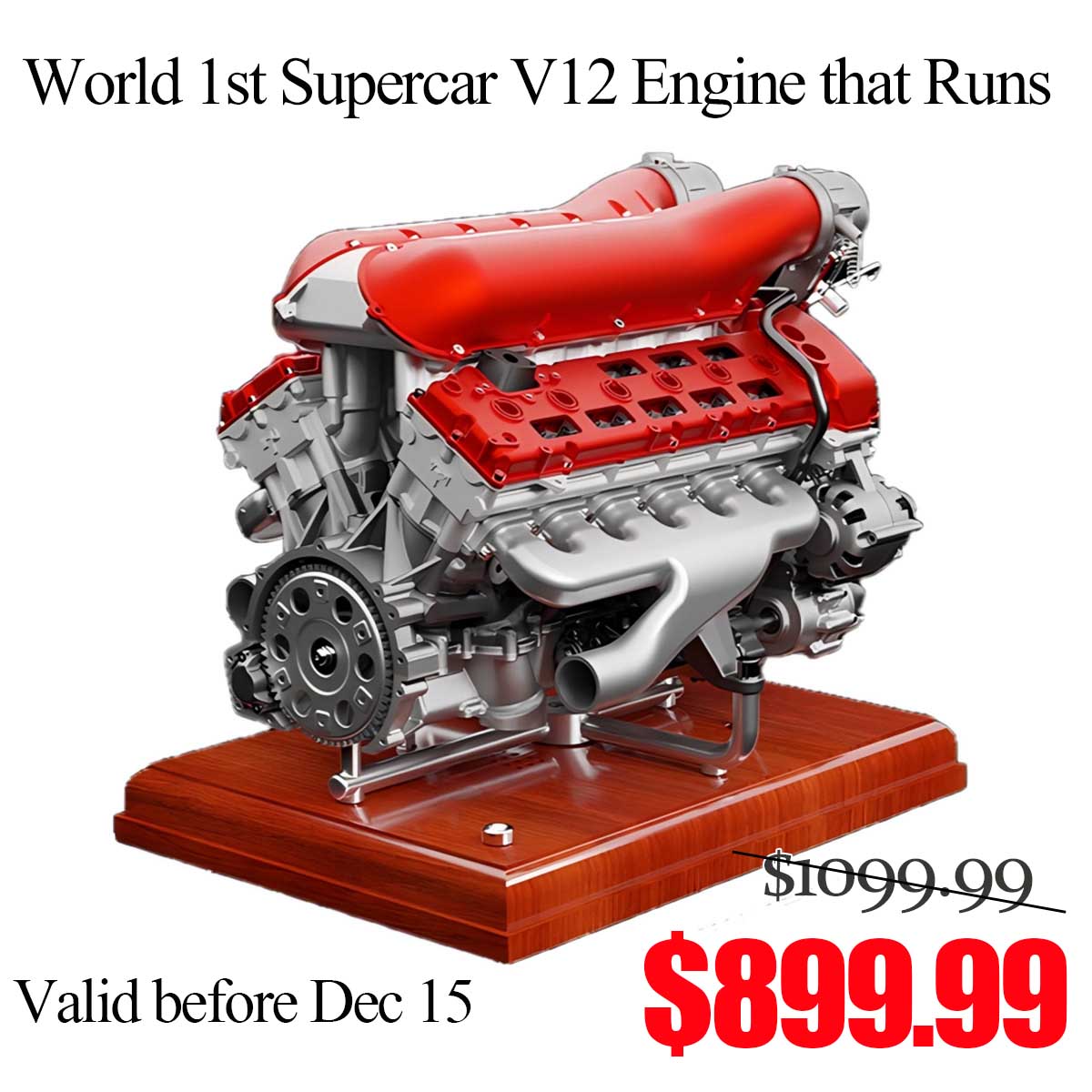 TECHING DM108 Metal V12 Engine Model Kits Build Your Own V12 Supercar Engine That Really Runs 800+PCS