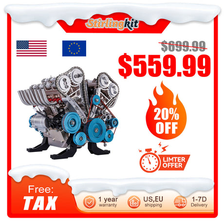 Teching V8 Mechanical Metal Assembly DIY Car Engine Model Kit 500+Pcs Educational Experiment Toy