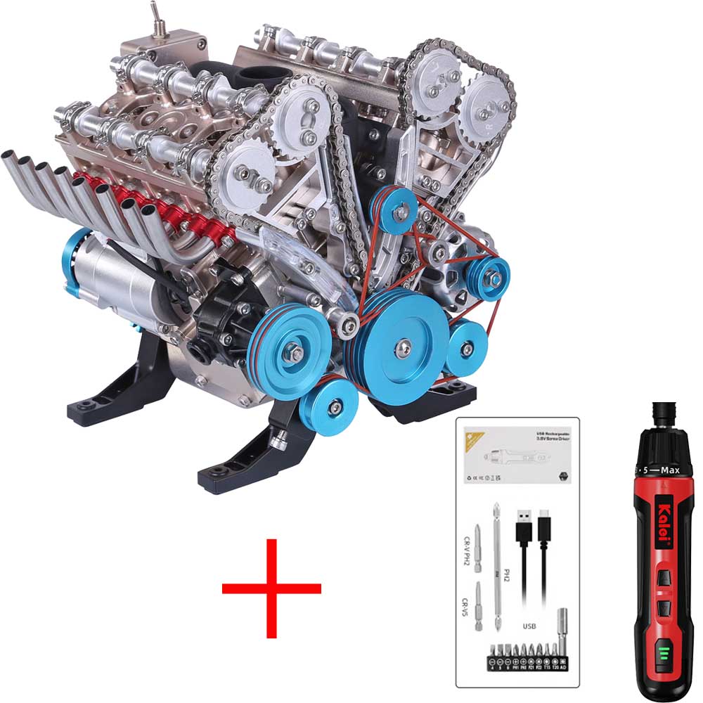 Teching V8 Mechanical Metal Assembly DIY Car Engine Model Kit 500+Pcs Educational Experiment Toy - stirlingkit