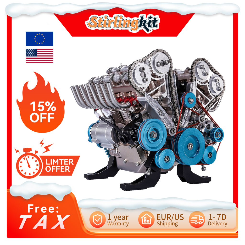 Teching V8 Mechanical Metal Assembly DIY Car Engine Model Kit 500+Pcs Educational Experiment Toy - stirlingkit
