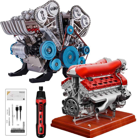 Teching V8 Mechanical Metal Assembly DIY Car Engine Model Kit 500+Pcs Educational Experiment Toy