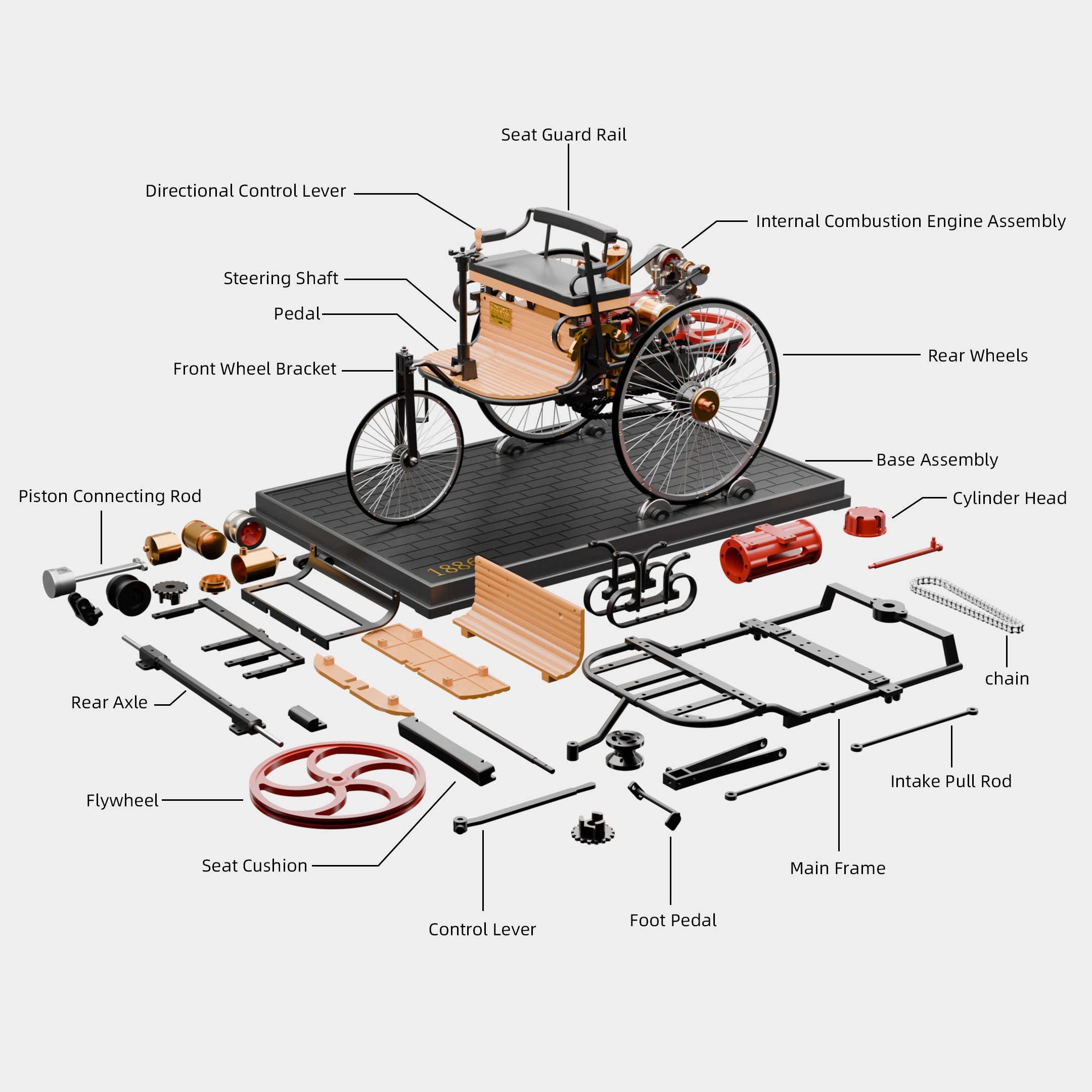 Teching World's 1st Car Build Your Own Automobile Model Building Kits 430pcs DM229 - stirlingkit