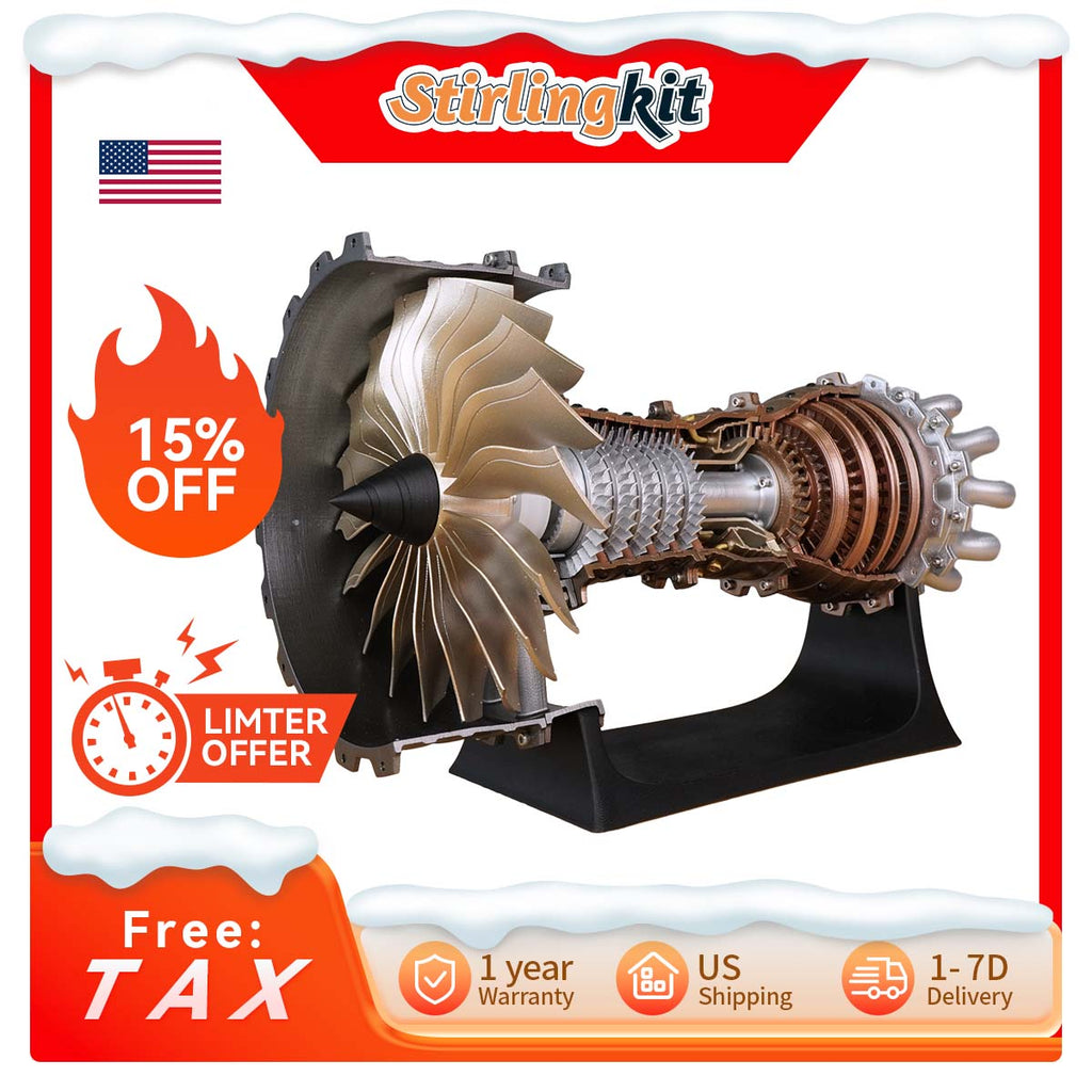 Jet Aircraft Turbofan Engine Kits STEM Plastic Hobby 1/20 Scale Model - stirlingkit