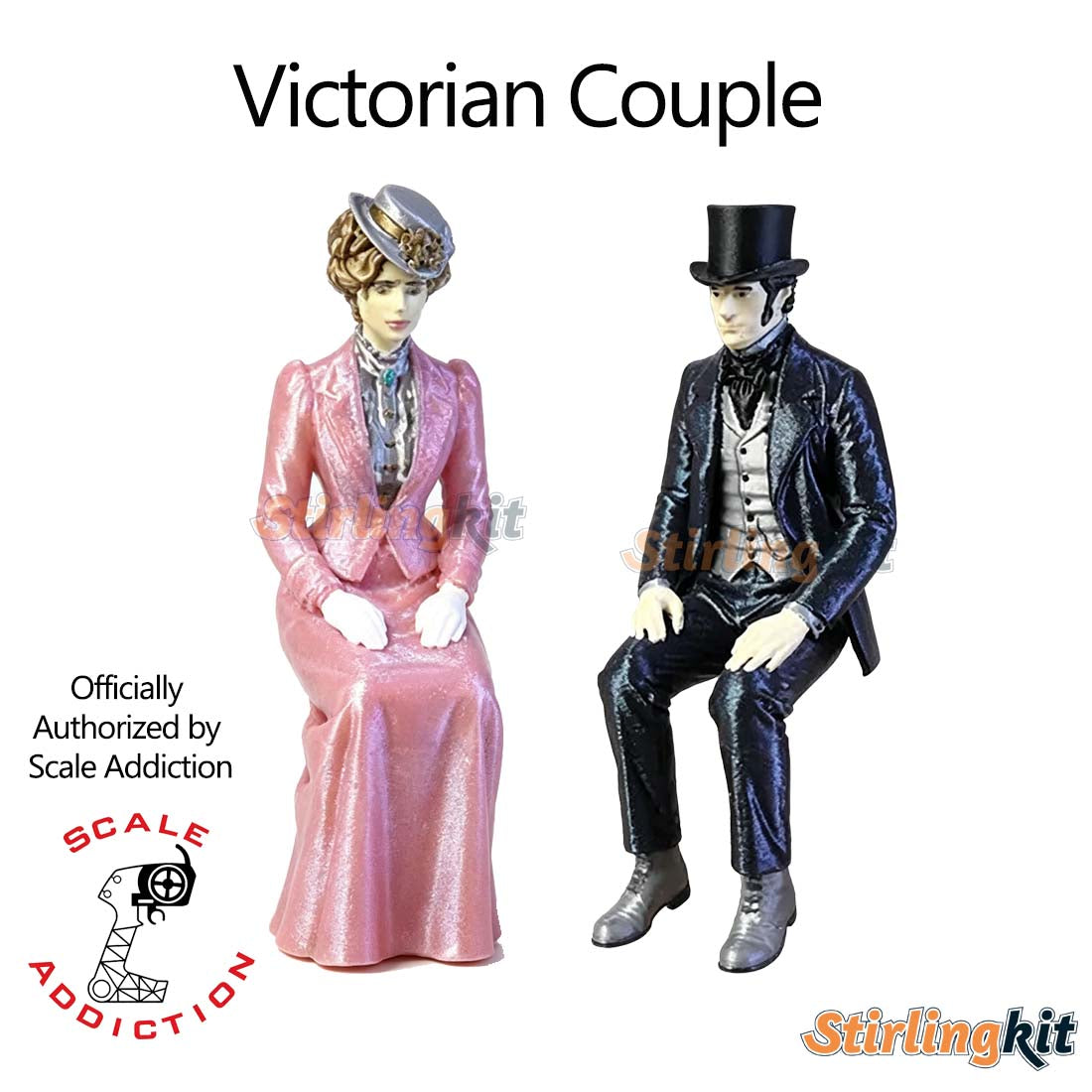 Lady & Gentleman Figures The Victorian Passenger Set for TECHING DM229 First Automobile Model Kits - stirlingkit