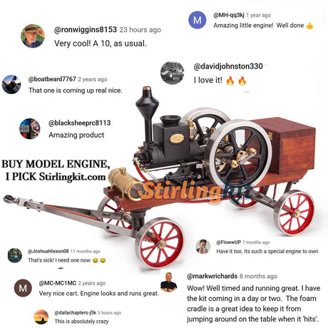 RETROL HM-01 Hit and Miss Engine Full Set with Stationary Engine Cart - stirlingkit