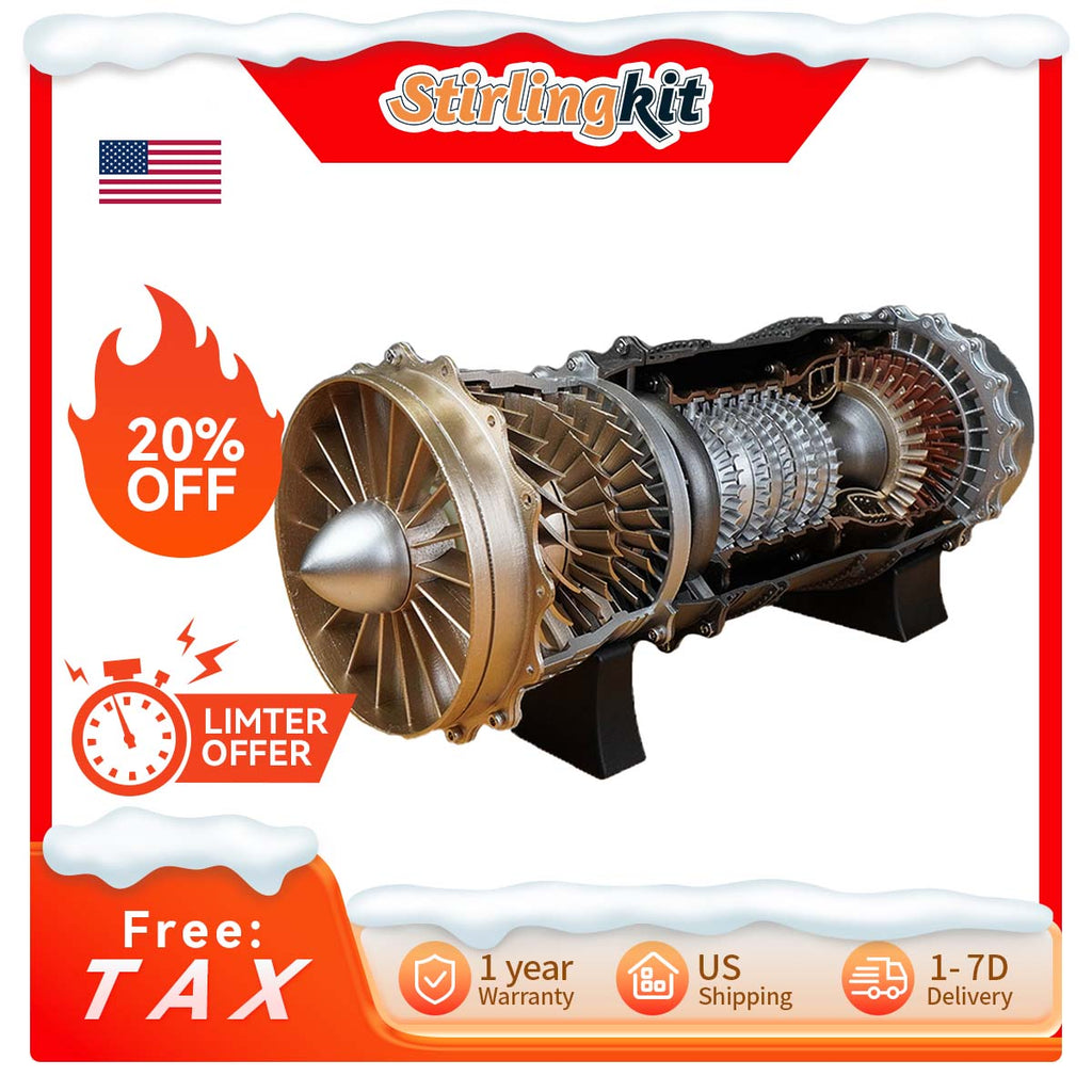 WS-15 Turbofan Engine 1/20 Scale Model DIY Assembly Kits 150+ PCS - stirlingkit