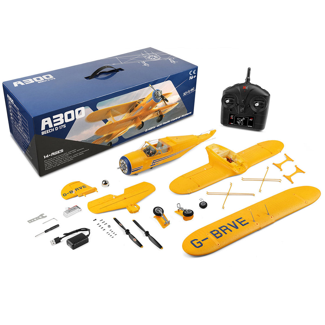 XK A300 Beech D17S Brushless RC Airplane Ready To Fly Biplane Kits - stirlingkit