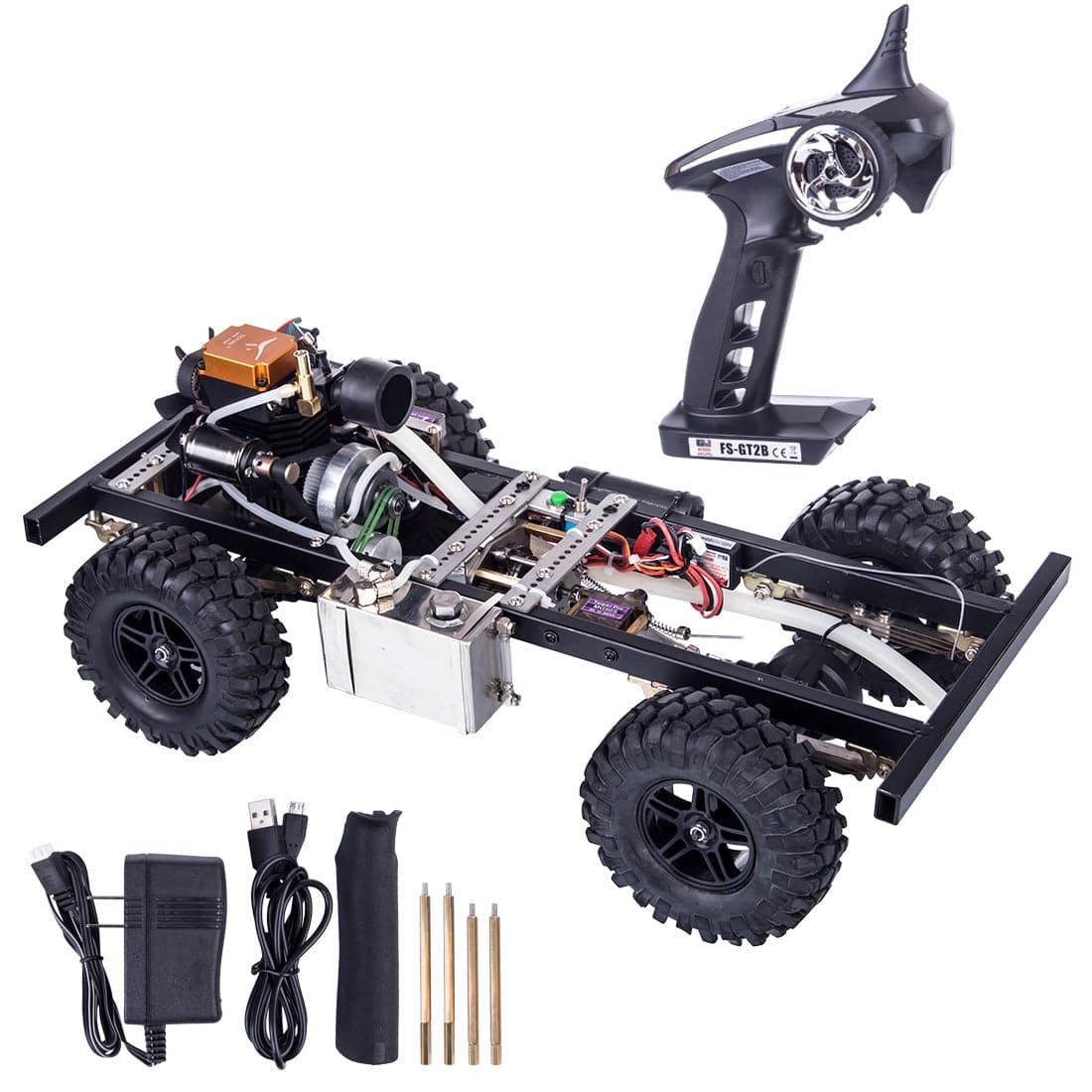 1:10 Fuel Model Car Set (Frame + TOYAN FS-S100A Methanol Engine + Toyan Engine Parts + Remote Controller) - stirlingkit