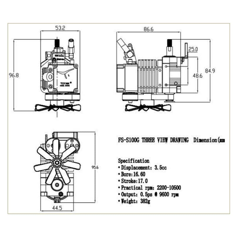 4 Stroke RC Engine Methanol Engine Model Kit for RC Car Boat Airplane - Toyan FS-S100 - stirlingkit