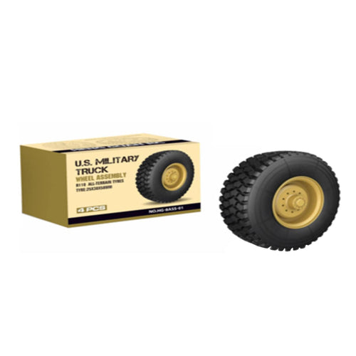 4Pcs Rubber Tire for Toyan 1:12 8 x 8 RC Simulation Military Truck Model - Desert Yellow / Olive Drab - stirlingkit