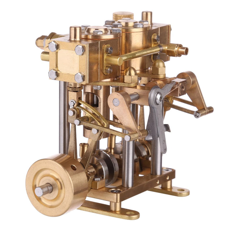 Two Cylinder Reciprocating Steam Engine Model Mini Brass Double Cylinder Reciprocating Engine Model - stirlingkit