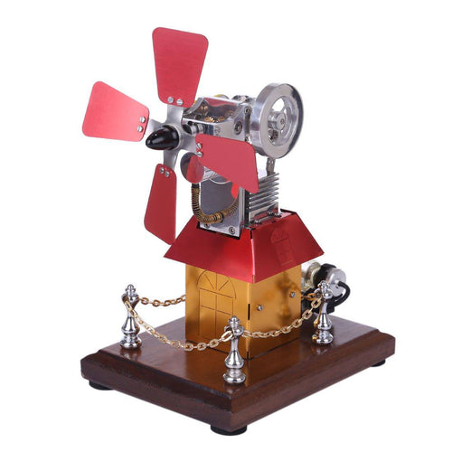 Stirling Engine Model Windmill Fan Cabin Shape Creative External Combustion Engine Kit - stirlingkit