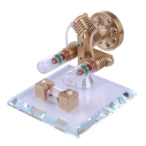 Stirling Engine Kit V Shape Model Free-piston Double-cylinder High-end Creative Gifts for Collection - stirlingkit