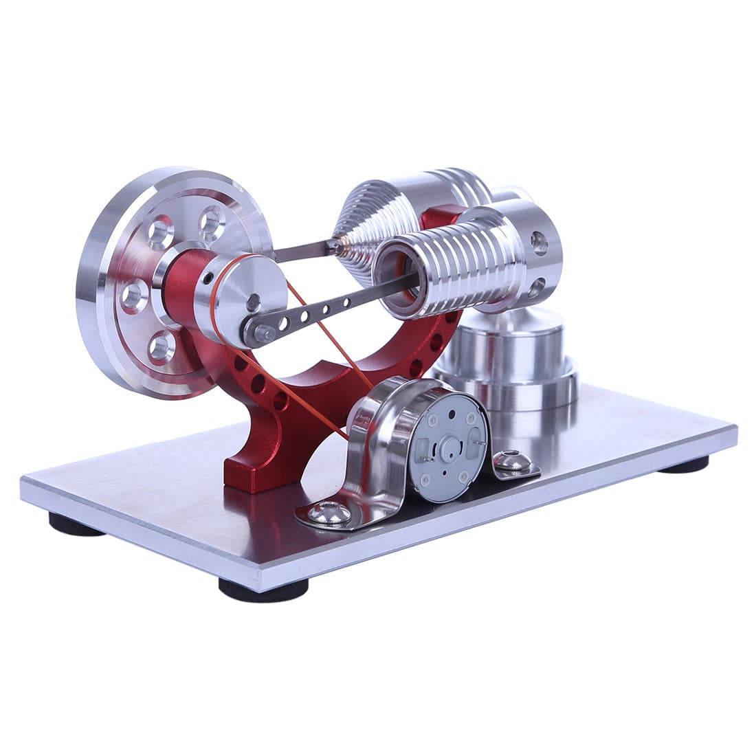 Hot Air Stirling Engine Colourful LED Single Flywheel Education Toy Electricity Power Generator - stirlingkit