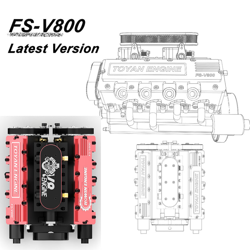 Toyan V8 FS-V800 28cc Engine RTR Nitro Engine Model Kits with Supercharger - stirlingkit