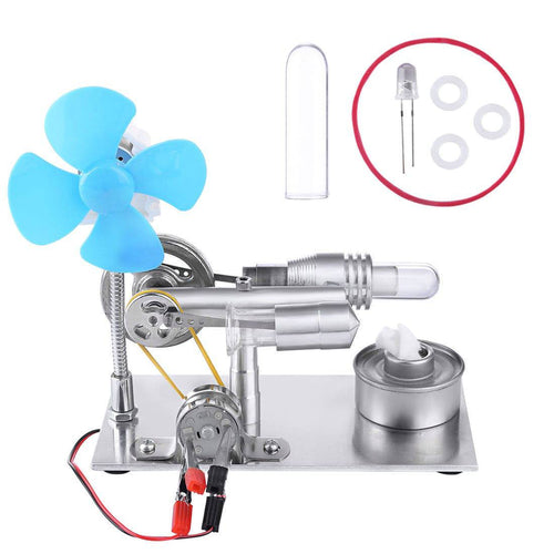 Stirling Engine Kit Single Air Stirling Engine Motor Engine Model Toy with Bulb and Fan - stirlingkit