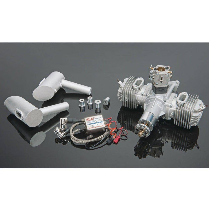 Dle Engines DLE-120 120cc Electronically Ignited Twin Cylinder Gasoline RC Aircraft Engine with Mufflers for Gas Model Planes - stirlingkit