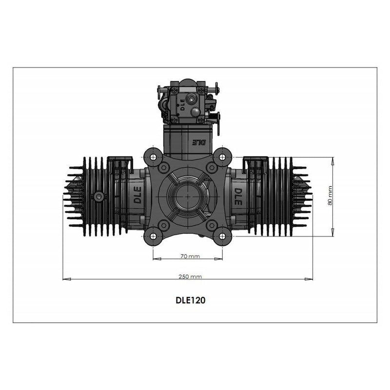 Dle Engines DLE-120 120cc Electronically Ignited Twin Cylinder Gasoline ...