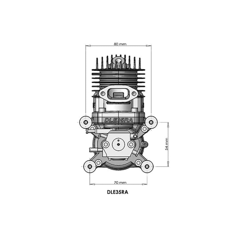 Dle Engines DLE-35RA 35cc Electronically Ignited Rear Exhaust Gasoline RC Aircraft Engine with Muffler for Gas Model Planes - stirlingkit