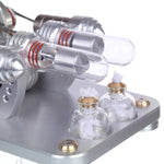 Hot Air Stirling Engine 2-Cylinder LED Flywheels Education Toy Electricity Power Generator - stirlingkit